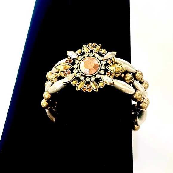 COLDWATER CREEK Tri-tone Antiqued Rustic Flower Cuff - Picture 9 of 9